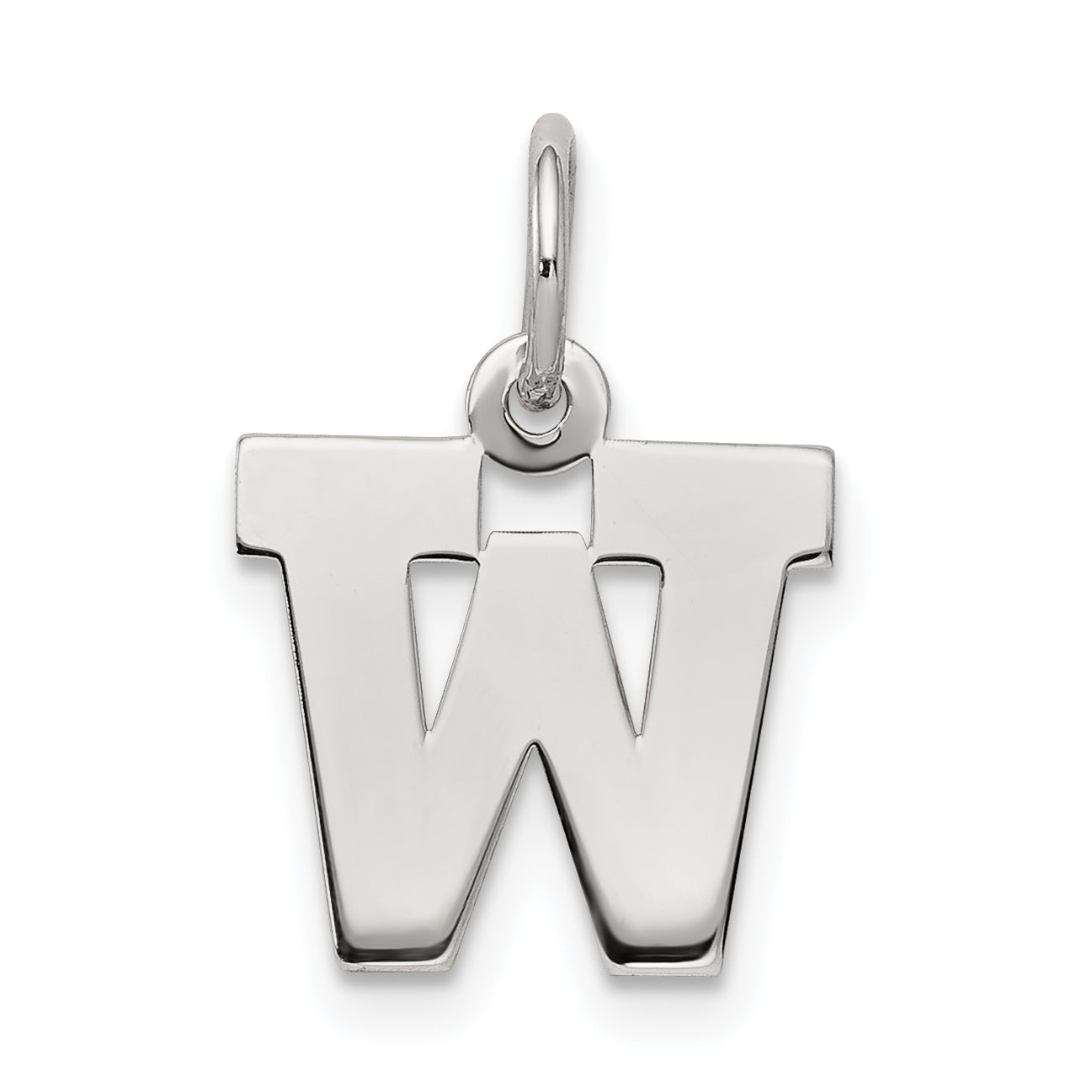 Sterling Silver Rhodium-Plated Block Letter W Initial Charm