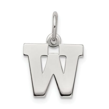 Sterling Silver Rhodium-Plated Block Letter W Initial Charm