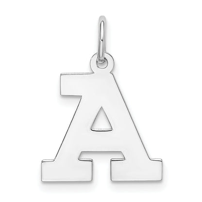 Sterling Silver Rhodium-Plated Block Letter A Initial Charm