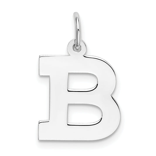 Sterling Silver Rhodium-Plated Block Letter B Initial Charm