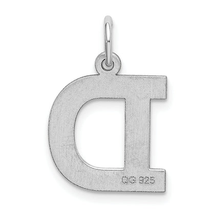 Sterling Silver Rhodium-Plated Block Letter D Initial Charm