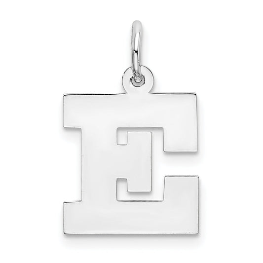 Sterling Silver Rhodium-Plated Block Letter E Initial Charm