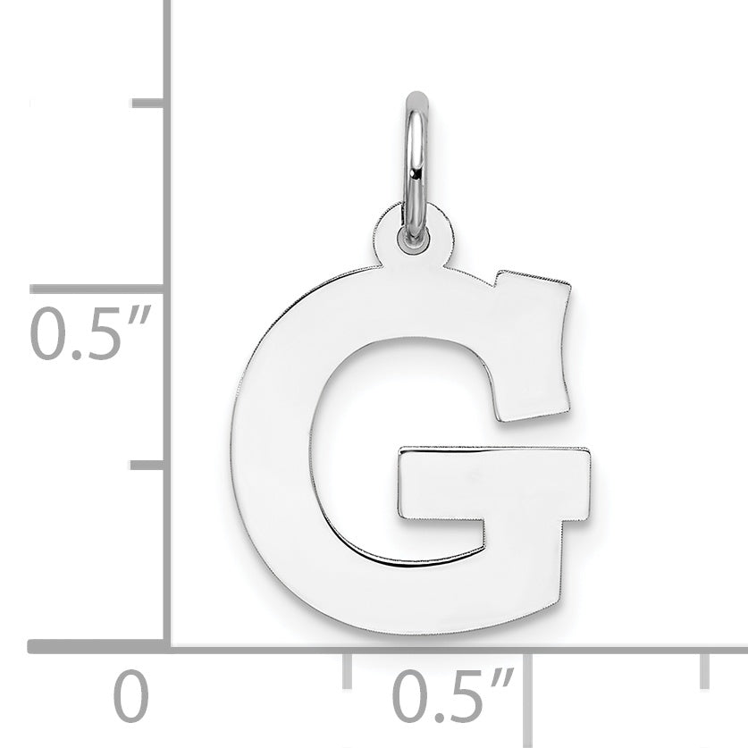 Sterling Silver Rhodium-Plated Block Letter G Initial Charm