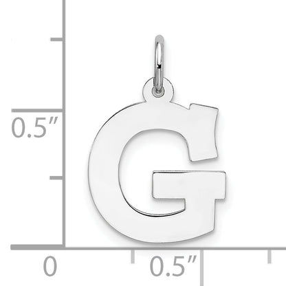 Sterling Silver Rhodium-Plated Block Letter G Initial Charm