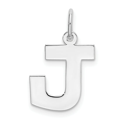 Sterling Silver Rhodium-Plated Block Letter J Initial Charm