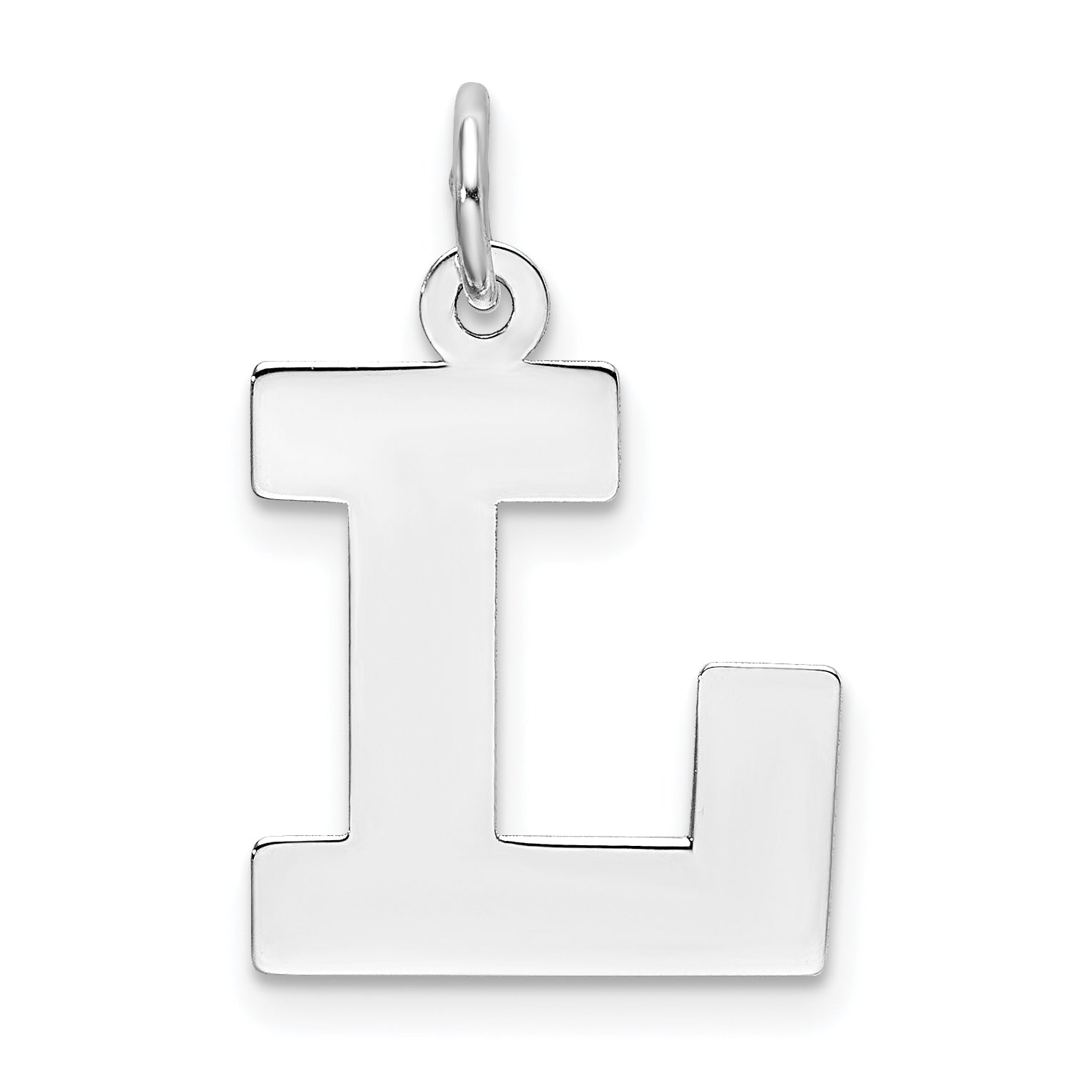 Sterling Silver Rhodium-Plated Block Letter L Initial Charm