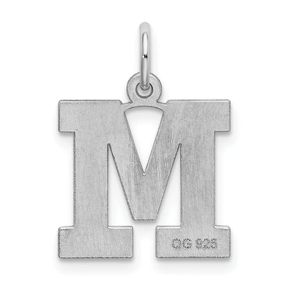 Sterling Silver Rhodium-Plated Block Letter M Initial Charm