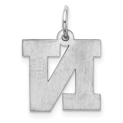 Sterling Silver Rhodium-Plated Block Letter N Initial Charm