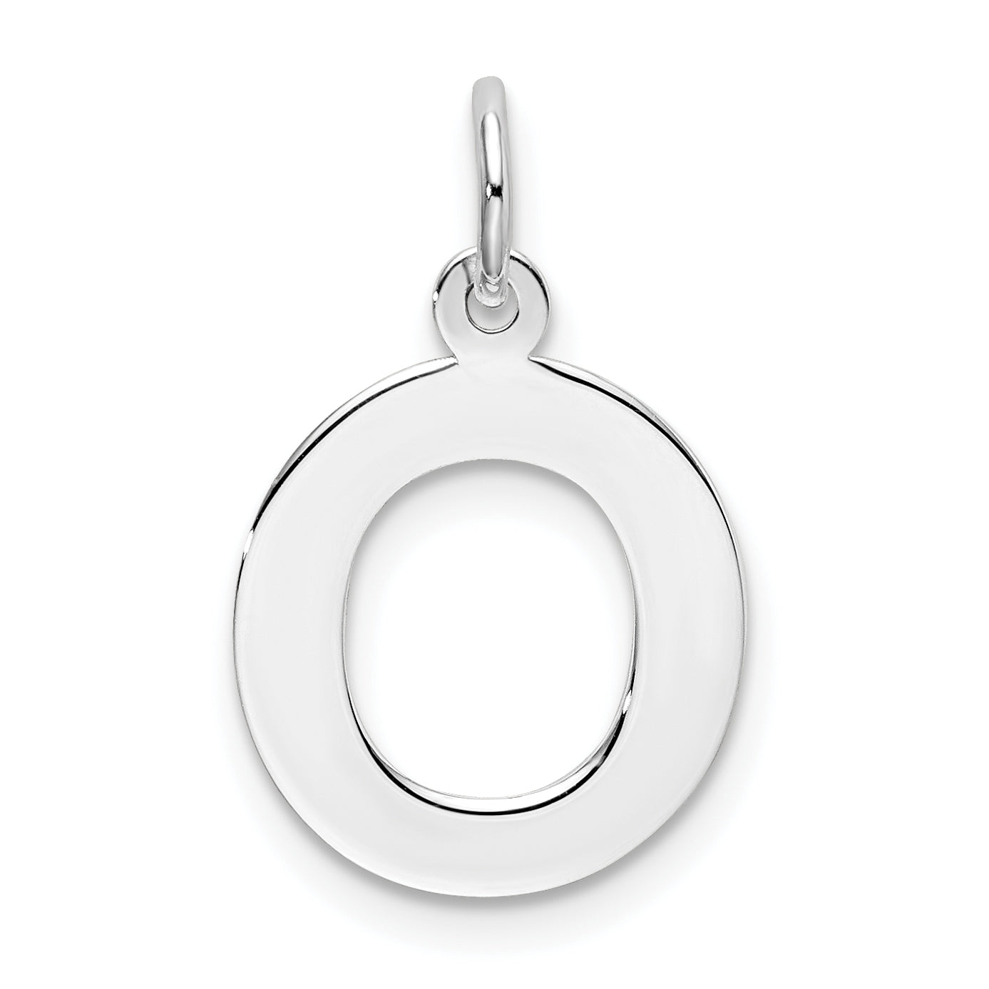 Sterling Silver Rhodium-Plated Block Letter O Initial Charm