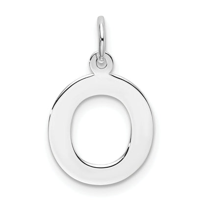 Sterling Silver Rhodium-Plated Block Letter O Initial Charm
