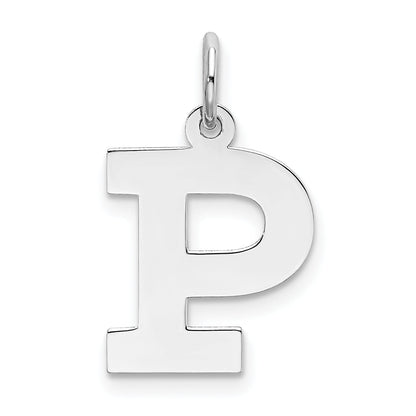 Sterling Silver Rhodium-Plated Block Letter P Initial Charm