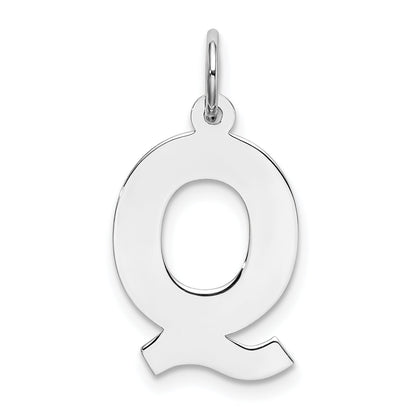 Sterling Silver Rhodium-Plated Block Letter Q Initial Charm