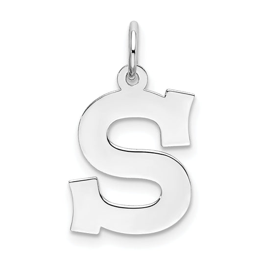 Sterling Silver Rhodium-Plated Block Letter S Initial Charm