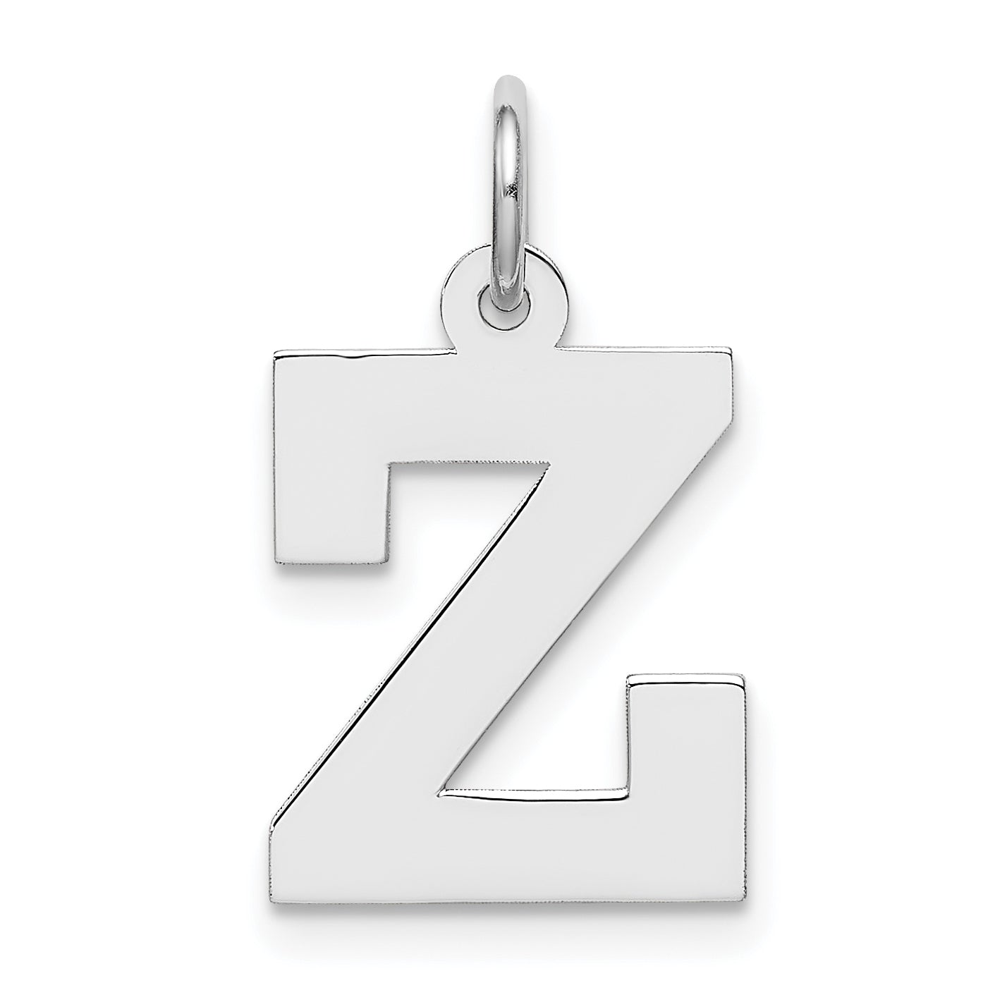 Sterling Silver Rhodium-Plated Block Letter Z Initial Charm