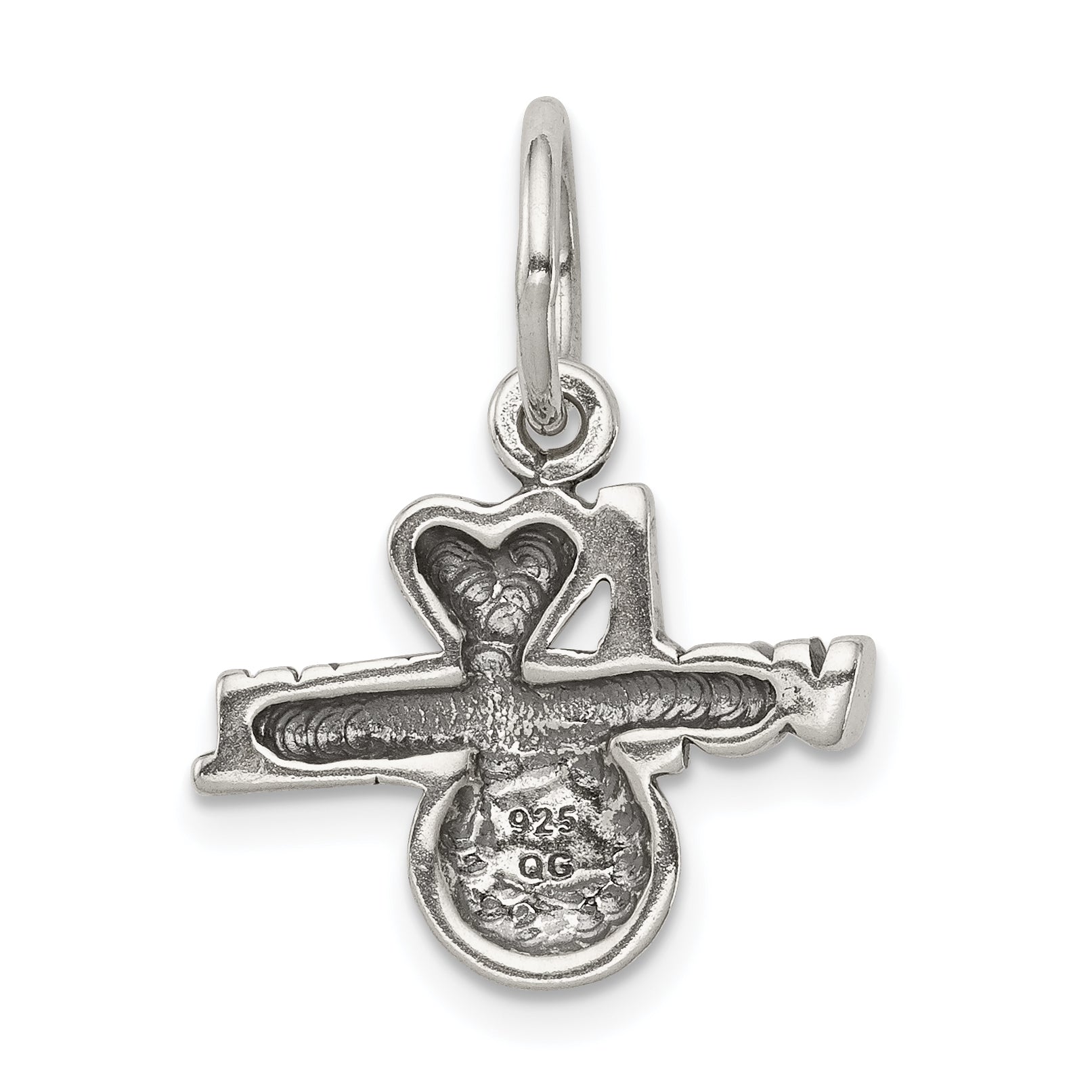 Sterling Silver Antique I (Heart) Volleyball Charm