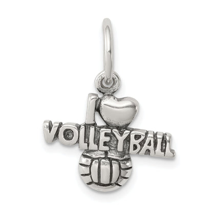 Sterling Silver Antique I (Heart) Volleyball Charm