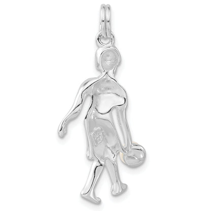 Sterling Silver Polished Simulated Pearl Female Bowler Charm