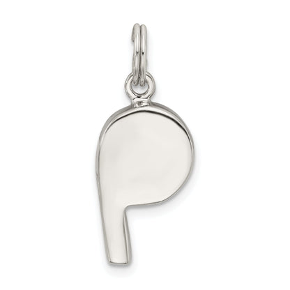 Sterling Silver Rhodium-Plated Polished Whistle Charm