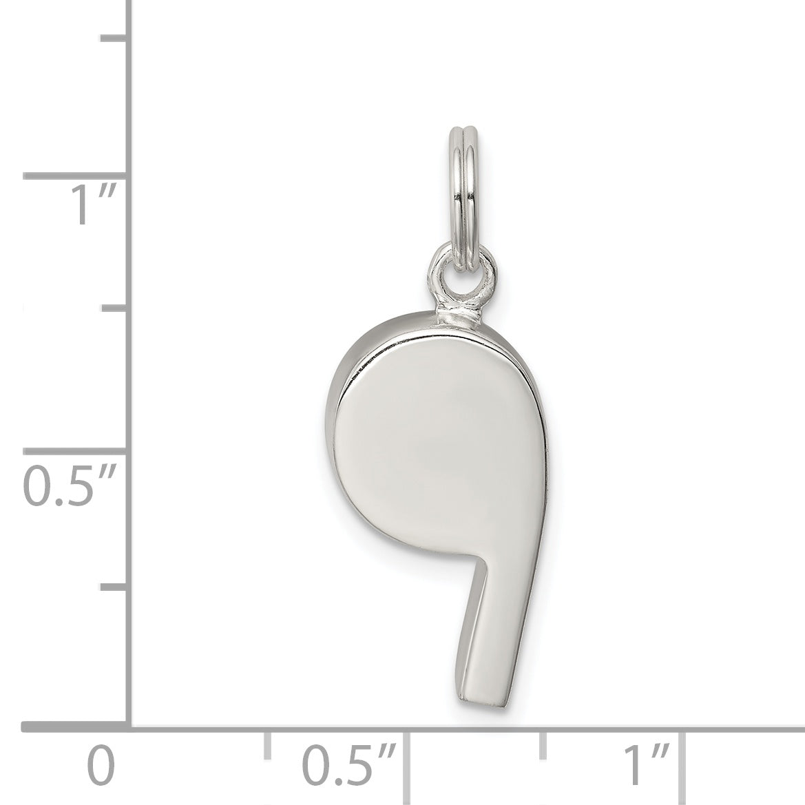 Sterling Silver Rhodium-Plated Polished Whistle Charm