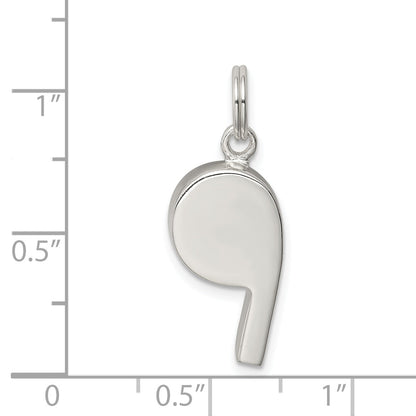 Sterling Silver Rhodium-Plated Polished Whistle Charm