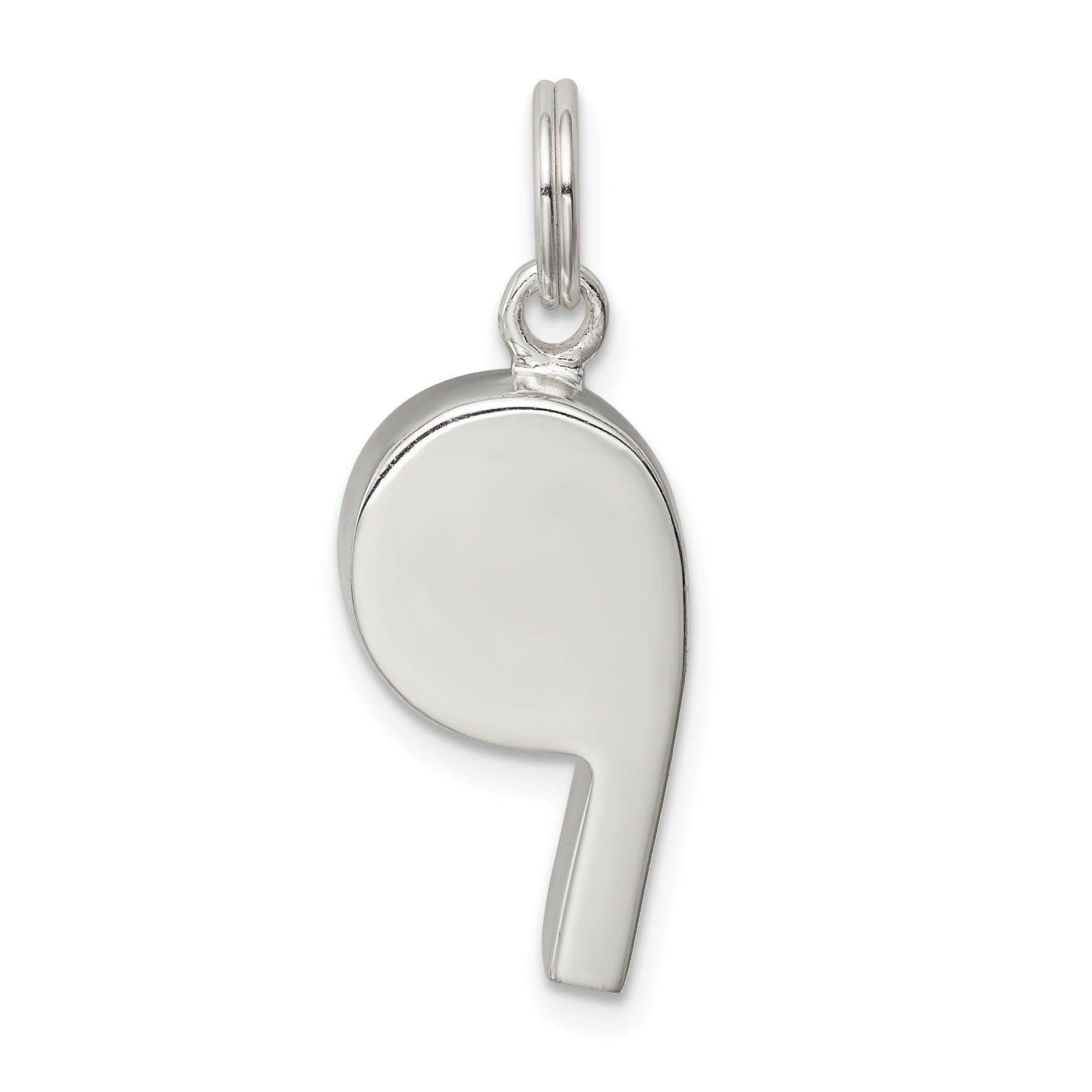 Sterling Silver Rhodium-Plated Polished Whistle Charm