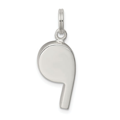 Sterling Silver Rhodium-Plated Polished Whistle Charm