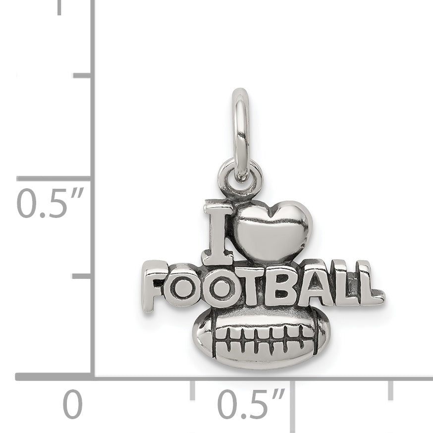 Sterling Silver Antique I (Heart) Football Charm