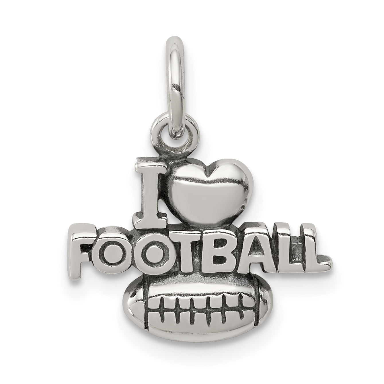 Sterling Silver Antique I (Heart) Football Charm