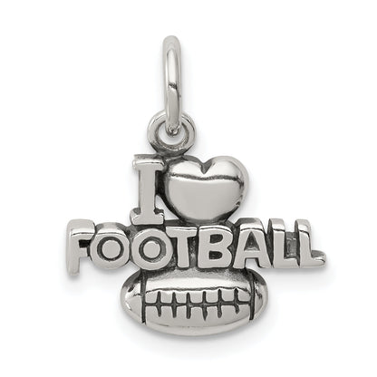 Sterling Silver Antique I (Heart) Football Charm