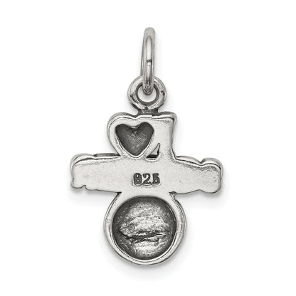 Sterling Silver Antique I (Heart) Soccer Charm