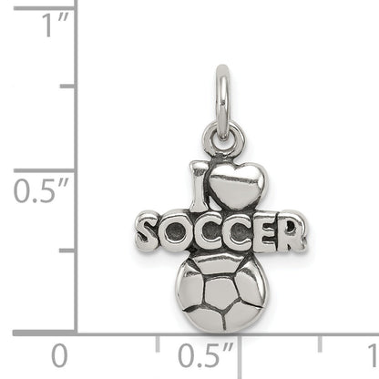Sterling Silver Antique I (Heart) Soccer Charm