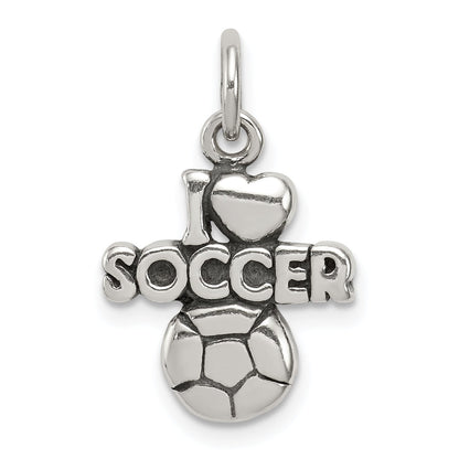 Sterling Silver Antique I (Heart) Soccer Charm