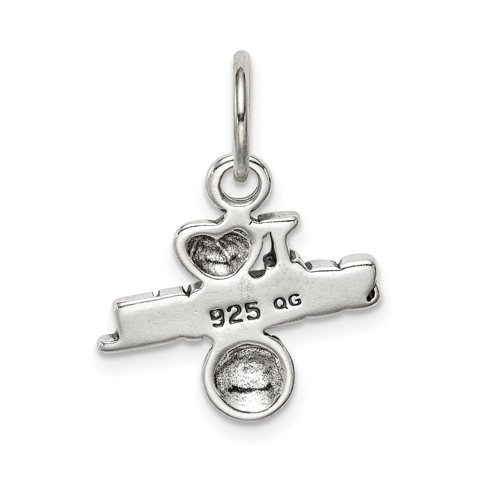 Sterling Silver Antique I (Heart) Softball Charm
