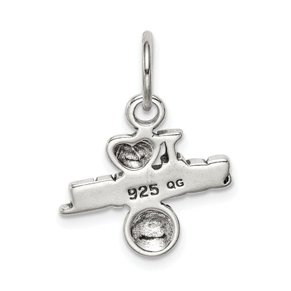 Sterling Silver Antique I (Heart) Softball Charm