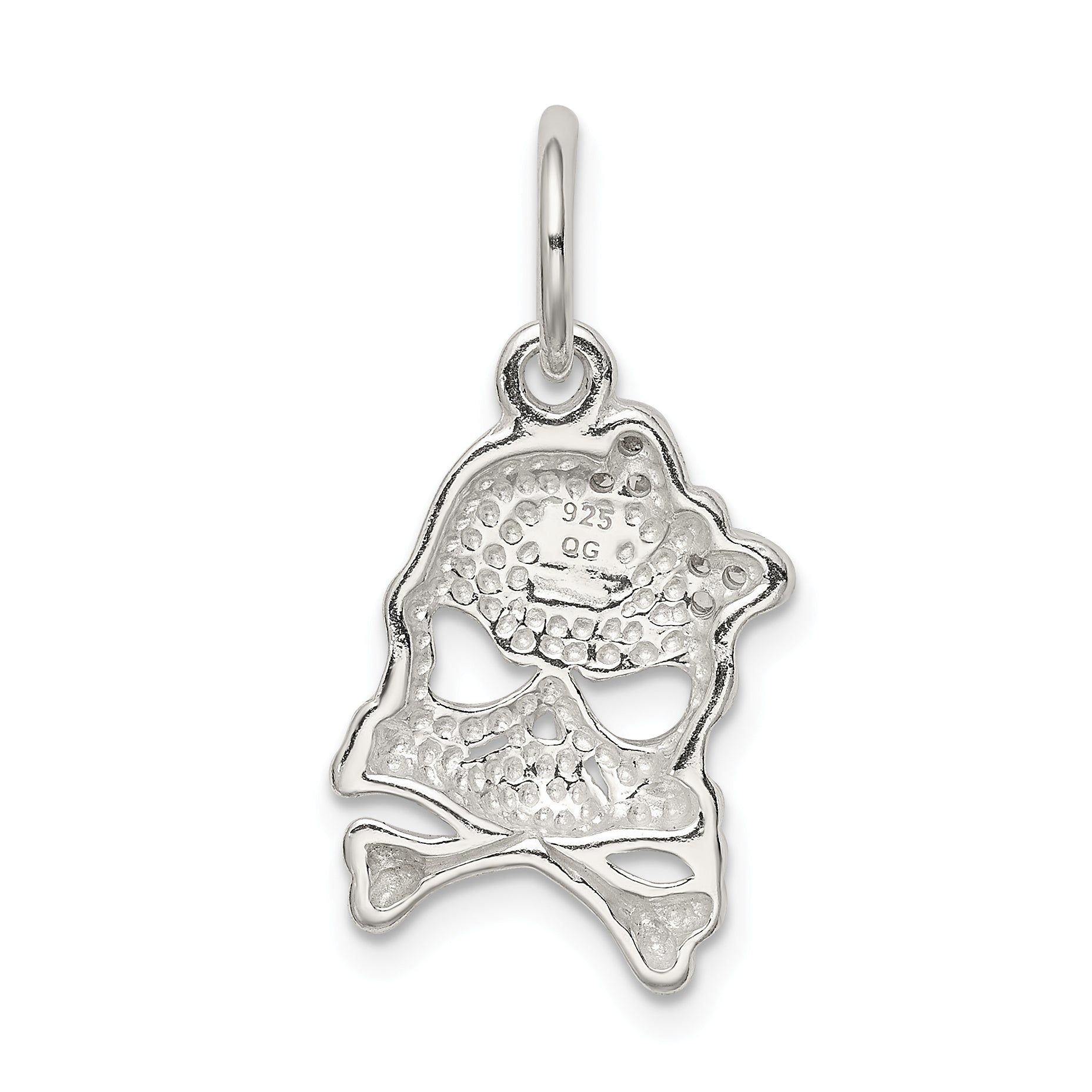 Sterling Silver Cz Skull Charm