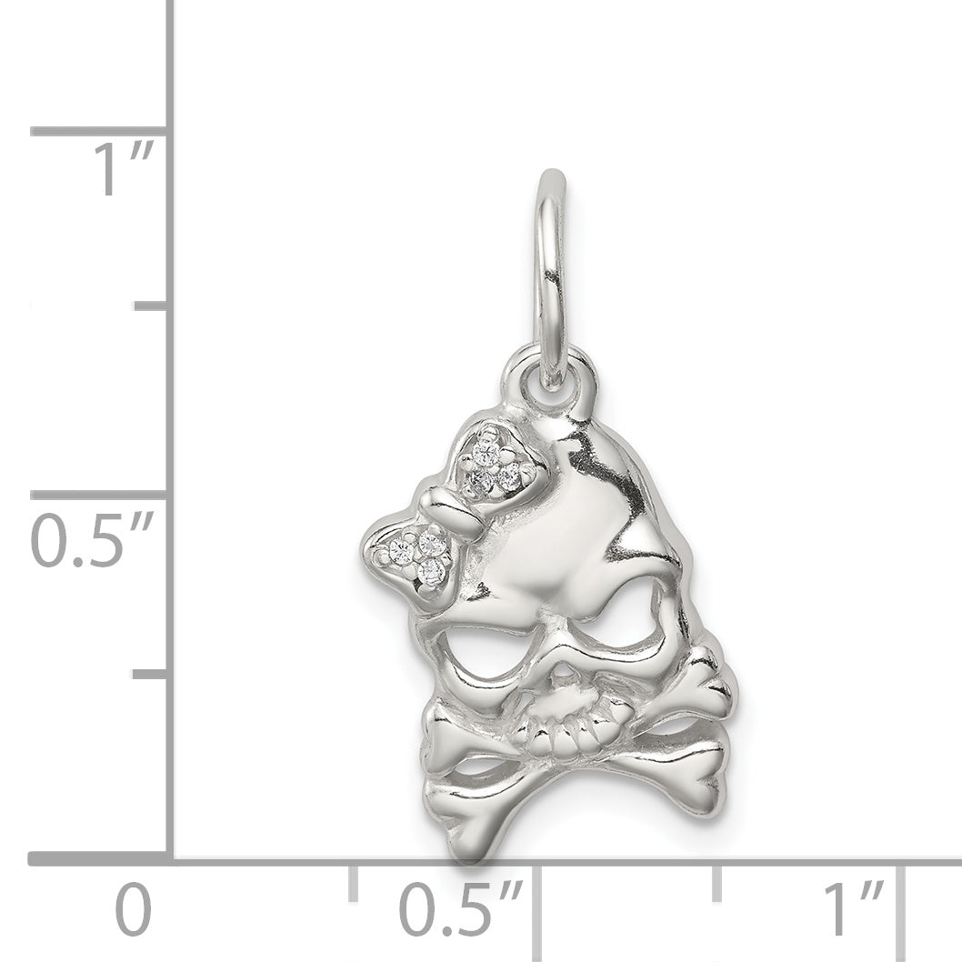 Sterling Silver Cz Skull Charm