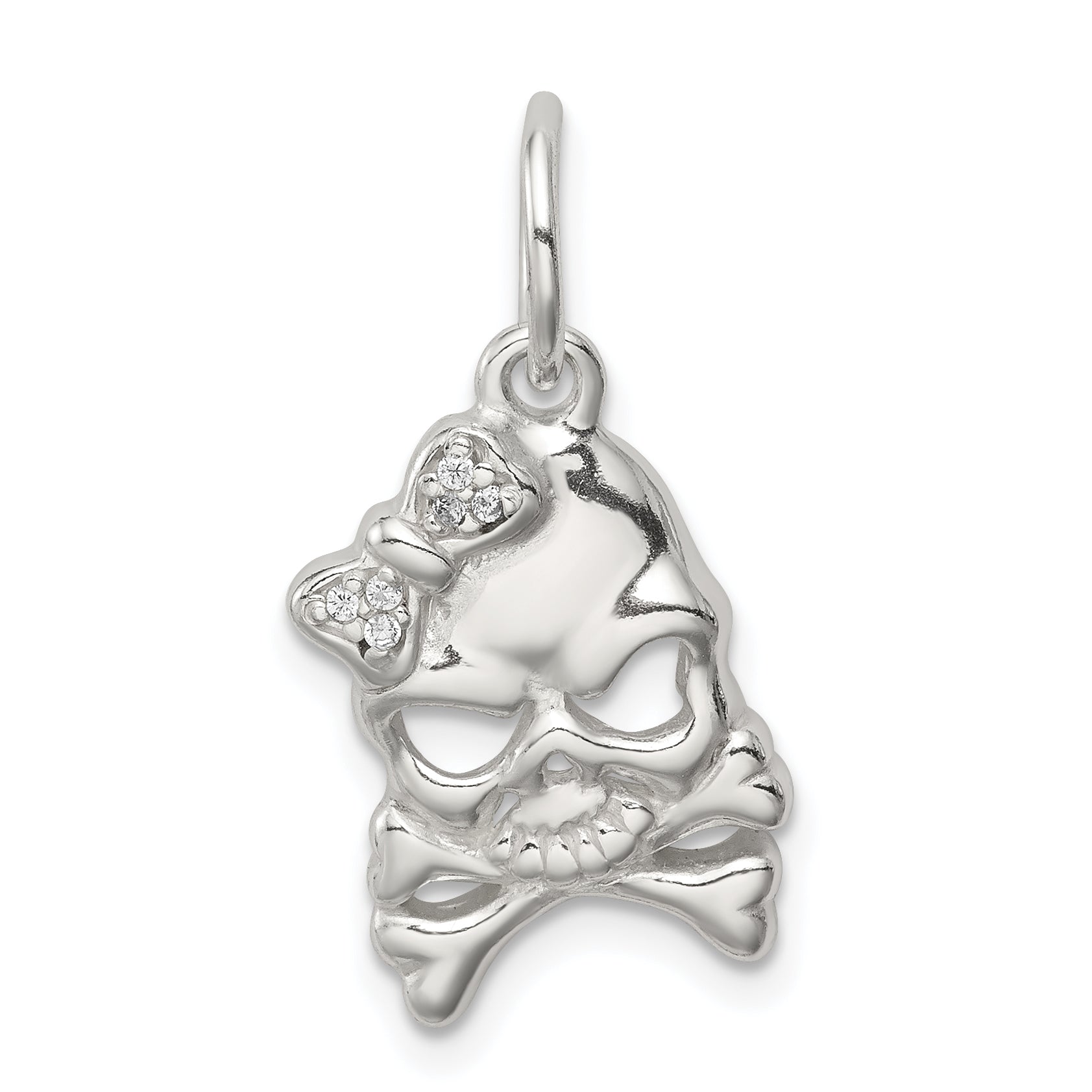 Sterling Silver Cz Skull Charm