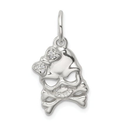 Sterling Silver Cz Skull Charm