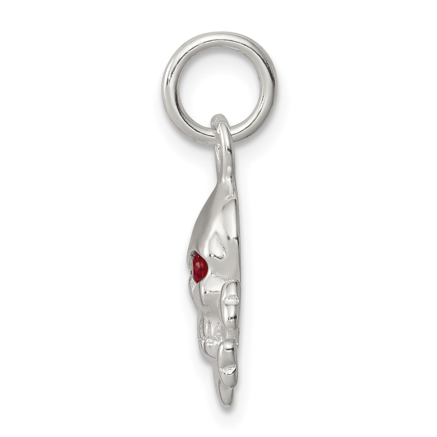 Sterling Silver Red Cz Skull Charm