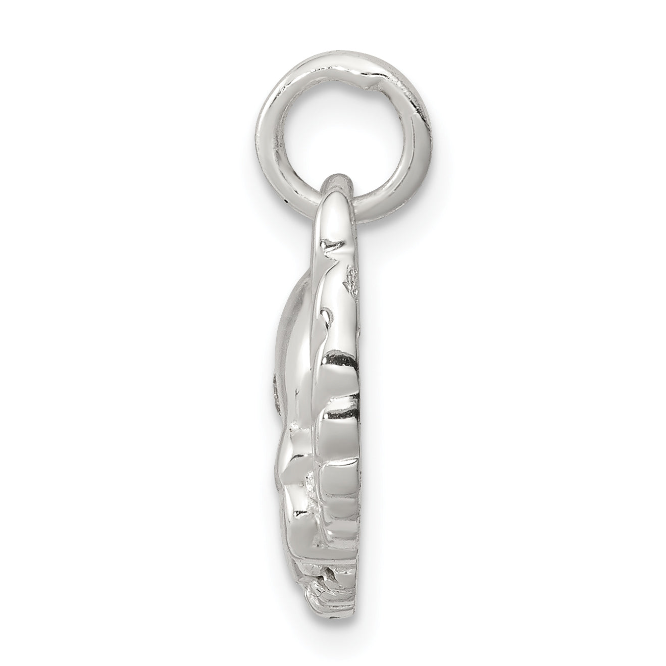 Sterling Silver Cz Skull With Wings Charm