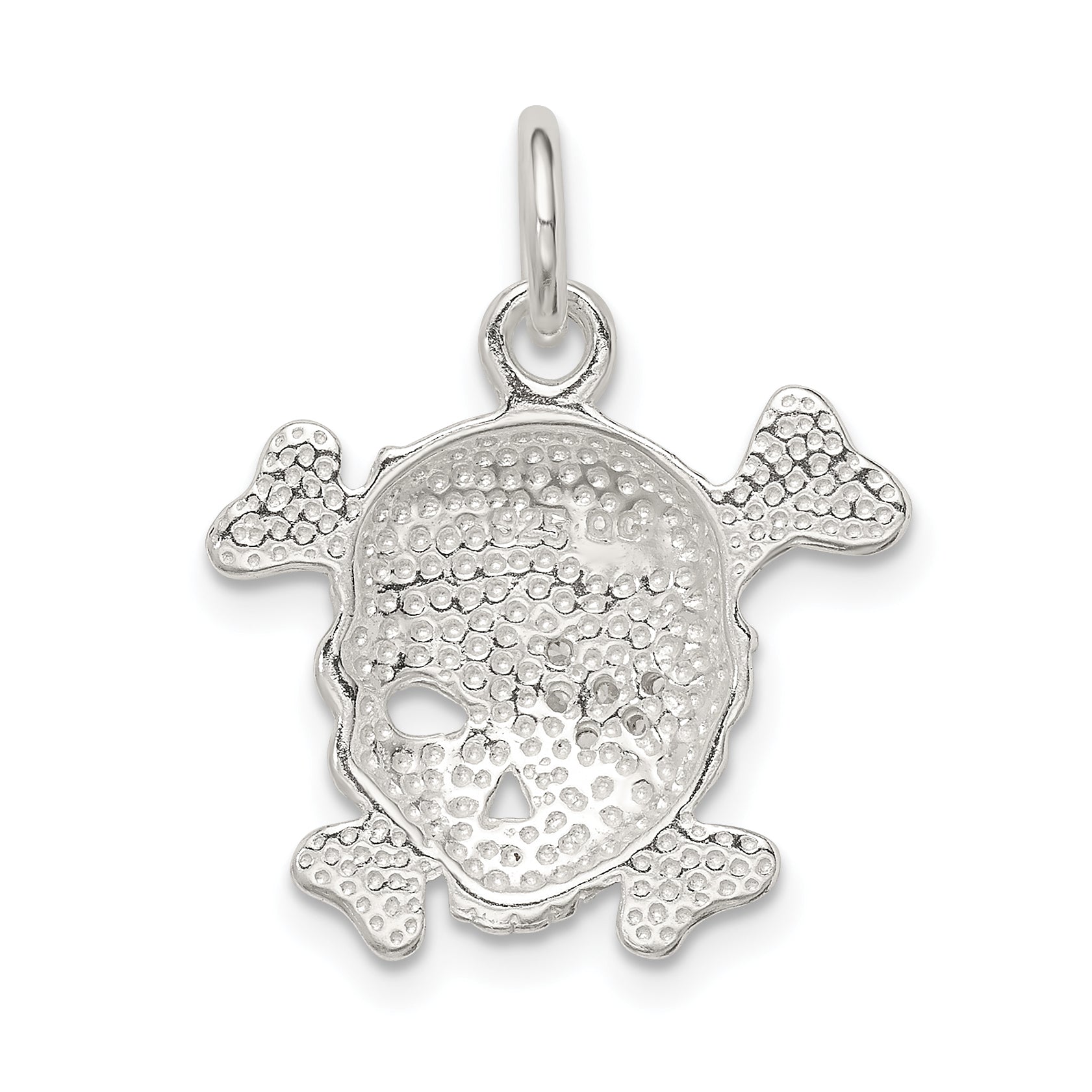 Sterling Silver Cz Skull Charm