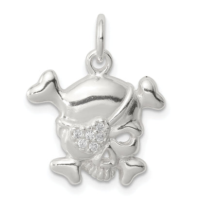 Sterling Silver Cz Skull Charm