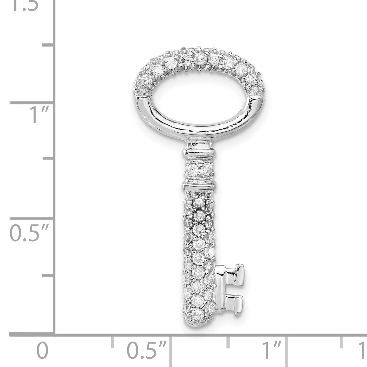 Sterling Silver Polished Cz Key Pendant