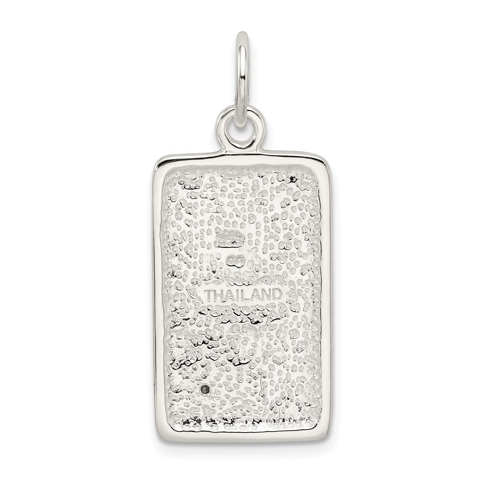 Sterling Silver Cz Polished Rectangle Charm