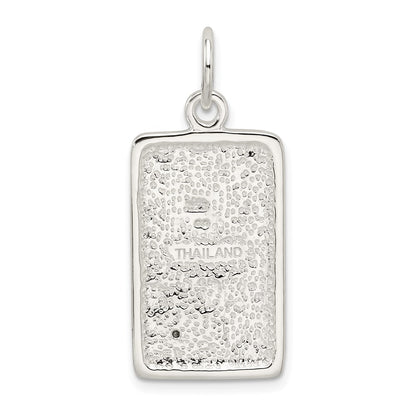 Sterling Silver Cz Polished Rectangle Charm