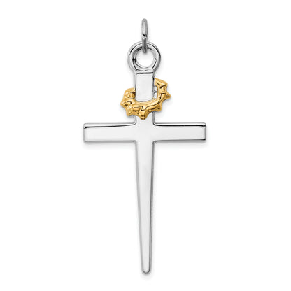 Sterling Silver Rhodium-Plated & 18K Gold-Plated Cross Pendant
