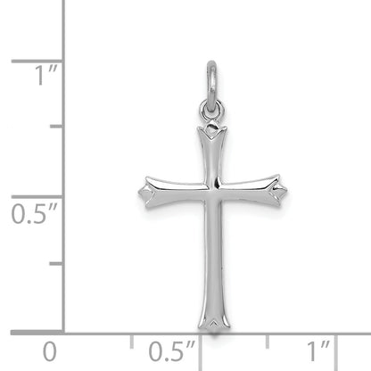 Sterling Silver Rhodium-Plated Fleur De Lis Cross Charm