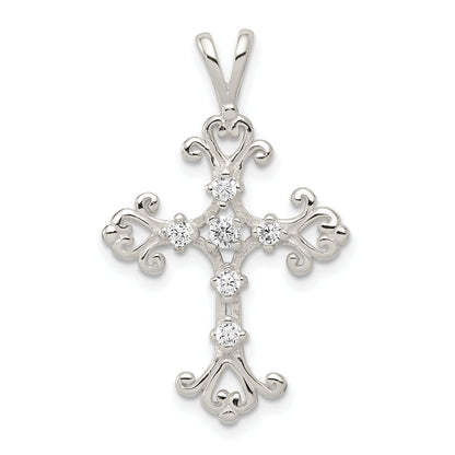 Sterling Silver Cz Cross Pendant