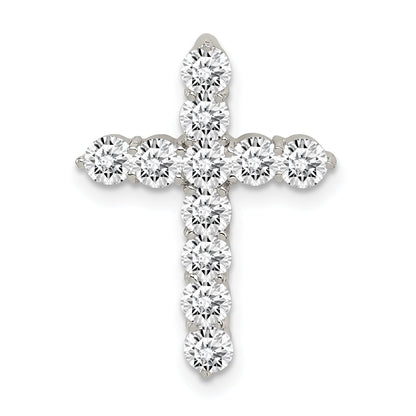 Sterling Silver Rhodium-Plated Cz Cross Pendant
