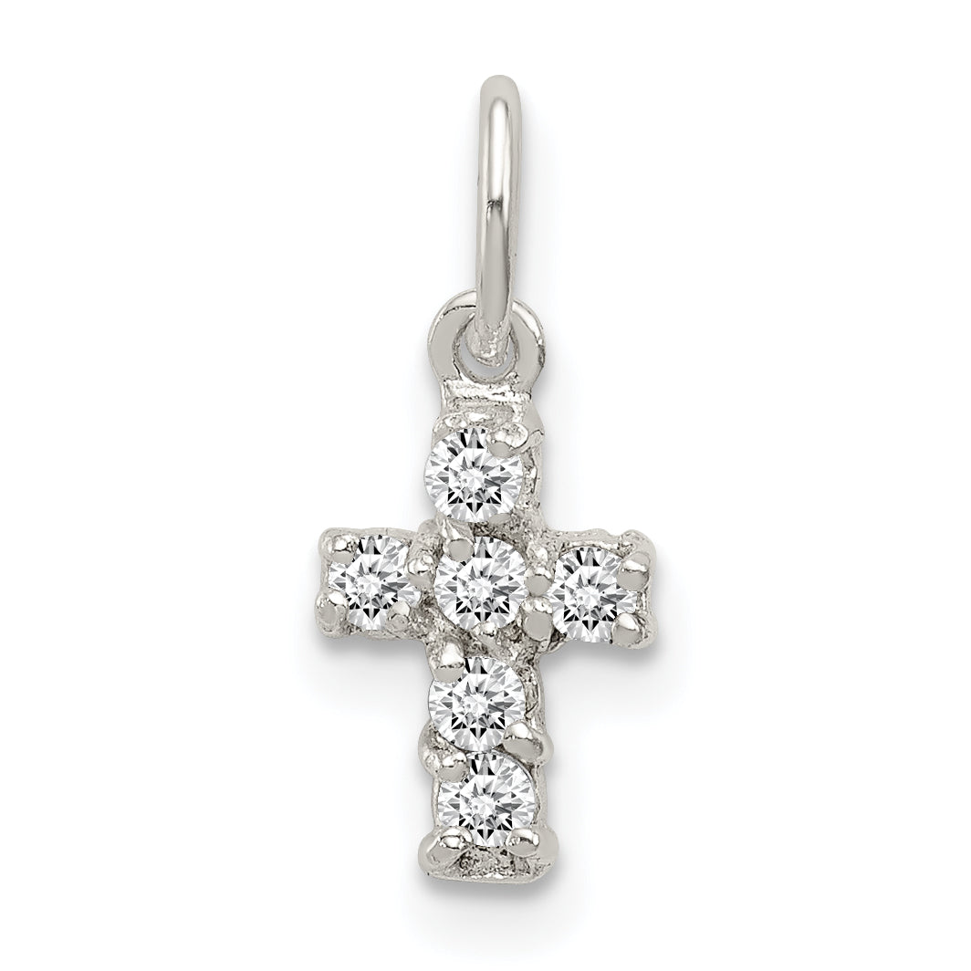 Sterling Silver Cz Cross Charm